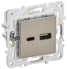 SKANDY Розетка USB A+C 18Вт SK-R13N металл никель