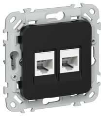 FLITE Розетка 2-м компьютерная RJ45 категория 6 UTP РК6-2-0-ФлЧ черный