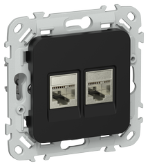 FLITE Розетка 2-м компьютерная RJ45 категория 6 STP РК6-2-1-ФлЧ черный
