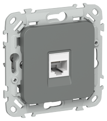 FLITE Розетка компьютерная RJ45 категория 6 UTP РК6-1-0-ФлМА мокрый асфальт
