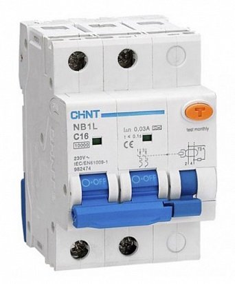 CHINT Диф. авт. выкл. NB1L 1P+N C25 30mA тип AC 10kA (36mm) (R)