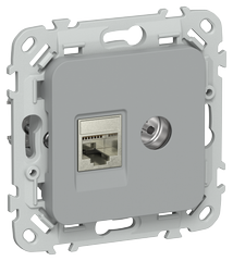FLITE Розетка 2-м RJ45/TV категория 5Е STP РКТВ5е-2-1-ФлС серый