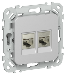 FLITE Розетка 2-м компьютерная RJ45 категория 5Е STP РК5е-2-1-ФлА алюминий