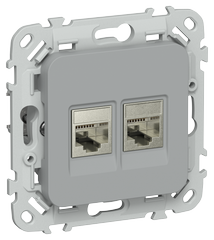 FLITE Розетка 2-м RJ45/RJ11 категория 5Е/3 STP РКТ5е/3-2-1-ФлС серый