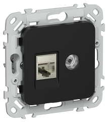 FLITE Розетка 2-м RJ45/TV категория 5Е STP РКТВ5е-2-1-ФлЧ черный