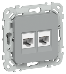 FLITE Розетка 2-м RJ45/RJ11 категория 5Е/3 UTP РКТ5е/3-2-0-ФлС серый