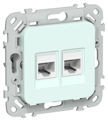 FLITE Розетка 2-м RJ45/RJ11 категория 5Е/3 UTP РКТ5е/3-2-0-ФлХЛ холодный лед