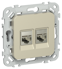 FLITE Розетка 2-м компьютерная RJ45 категория 6 STP РК6-2-1-ФлШ шампань