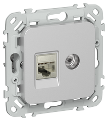 FLITE Розетка 2-м RJ45/TV категория 6 STP РКТВ6-2-1-ФлА алюминий