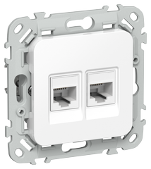 FLITE Розетка 2-м RJ45/RJ11 категория 5Е/3 UTP РКТ5е/3-2-0-ФлБ белый