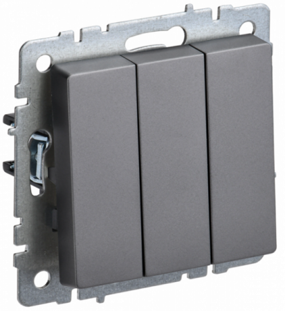 IEK BRITE BASE Сталь Выключ. 3-кл 10А ВС10-3-0-БрС