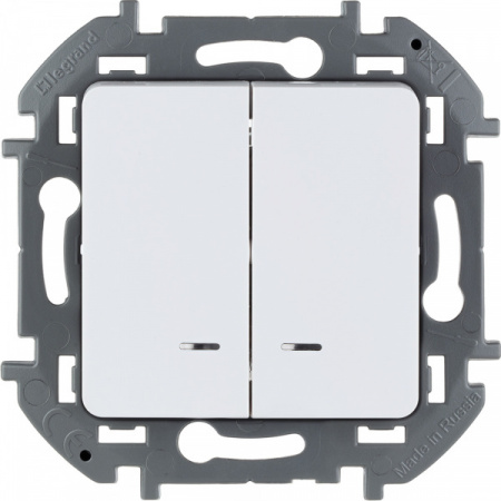 Legrand INSPIRIA Белый Выключатель двухклавишный с подсветкой/индикацией 10 AX - 250 В
