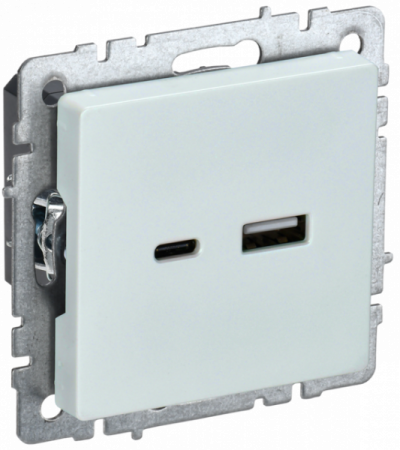 IEK BRITE BASE Жемчуг Розетка USB A+C 18Вт РЮ11-1-БрЖ