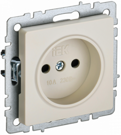 IEK BRITE BASE Бежевый Розетка без з/к с з/ш 10А РСш10-2-БрКр