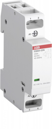 ABB Контактор ESB20-20N-06 модульный (20А АС-1, 2НО), катушка 230В AC/DC