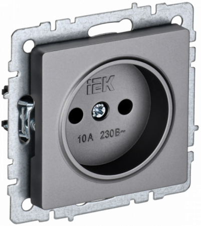 IEK BRITE BASE Сталь Розетка 1-м б/з без защ штор 10А РС10-1-0-БрС