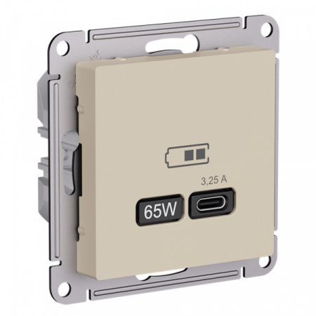 SE AtlasDesign Песочный Розетка USB тип-C 65Вт высокоскор.заряд. QC,PD, механизм