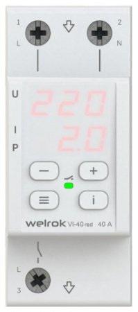 WELROK Реле напряжения с контролем тока (2 экрана) VI-63 red