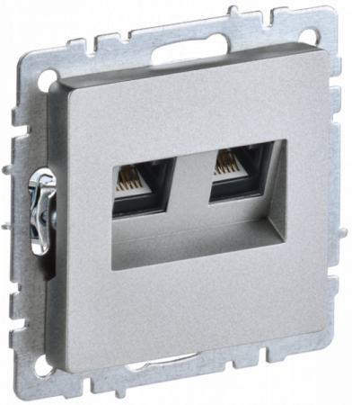 IEK BRITE BASE Алюминий Розетка комп двойная RJ45 кат.5E РК10-2-БрА