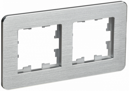 IEK BRITE DECOR Алюминий рифленый металл скругл.угол Рамка 2-м РУ-2-1-Бр RE AL