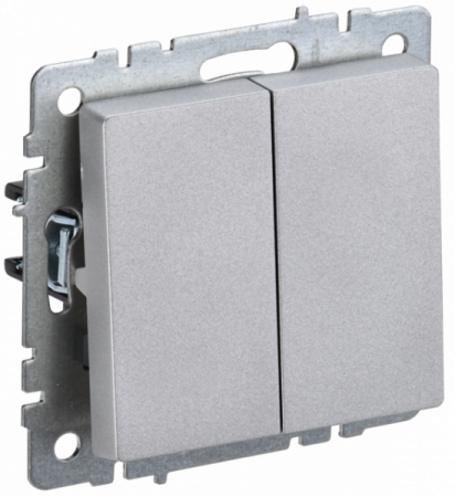 IEK BRITE BASE Алюминий Выключ. 2-кл 10А ВС10-2-0-БрА