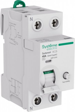 SE Systeme9 Выключатель дифференциального тока (ВДТ) 40A 2P 30мА Тип-AC 230В