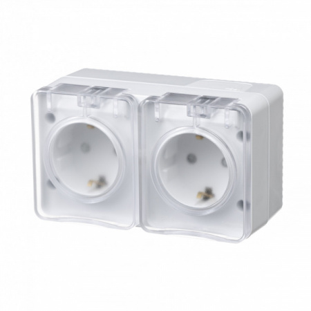 SE AtlasDesign Profi54 Наруж Белый Розетка 2-ая с/з со шт., 16А 250B IP54