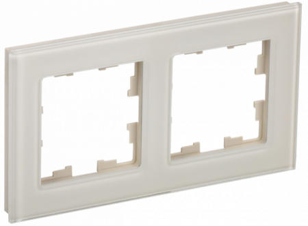 IEK BRITE DECOR Ванильный глянец стекло Рамка 2-м РУ-2-2-БрВа