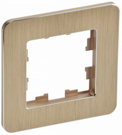 IEK BRITE DECOR Шампань рифленый металл скругл.угол Рамка 1-м РУ-1-1-Бр RE AL