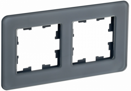 IEK BRITE DECOR Графит стекло скругл.угол Рамка 2-м РУ-2-2-Бр RE