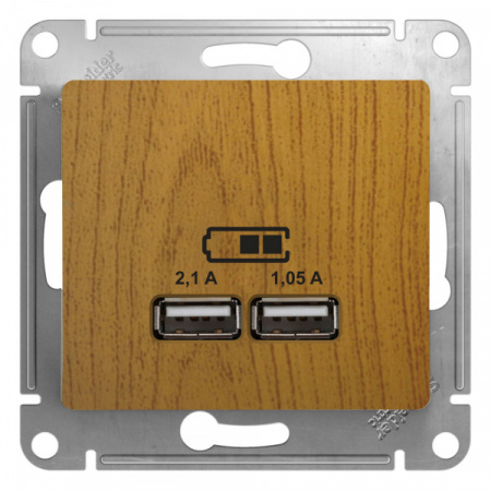 SE Glossa Дерево дуб Розетка USB 5В/2100мА, 2х5В/1050мА (GSL000533)