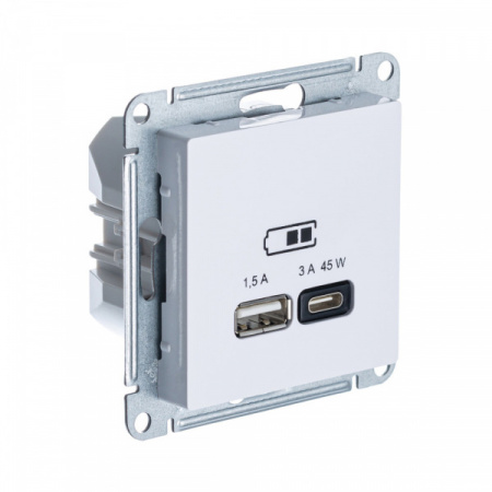 SE AtlasDesign Лотос Розетка USB A + тип-C 45Вт высокоскор.заряд. QC, PD, механизм