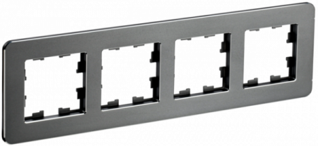 IEK BRITE DECOR Титан матовый металл скругл.угол Рамка 4-м РУ-4-1-Бр RE