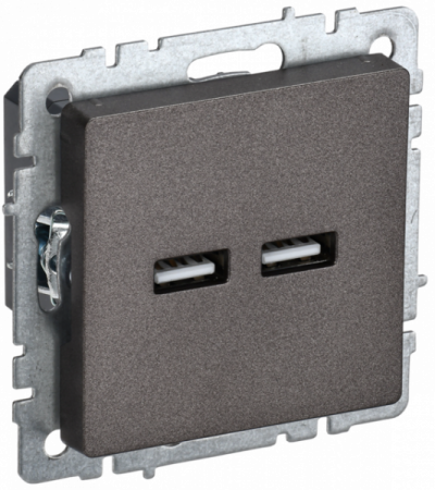 IEK BRITE BASE Темн.бронза Розетка USB A+A 3,1А РЮ10-1-БрТБ