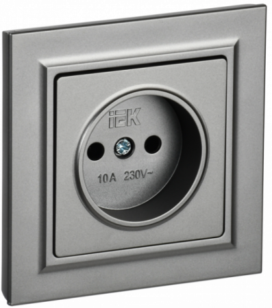 IEK BRITE Сталь Розетка без з/к/ш 10А в сборе РСР10-1-0-БрС