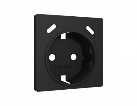 AMBRELLA Лицевая панель ALFA Черный мат. для роз. с/з со шторками 2USB C+C QUANT