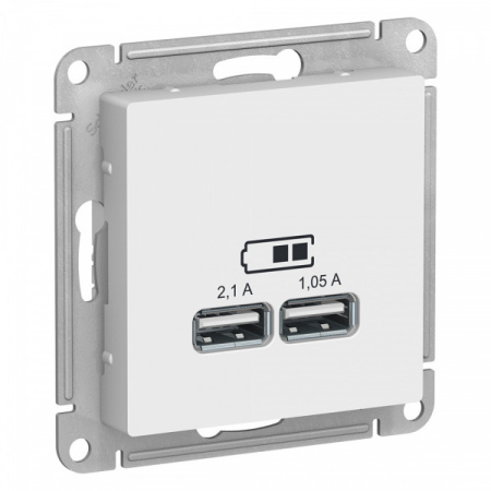 SE AtlasDesign Белый Розетка USB, 5В, 1 порт x 2,1 А, 2 порта х 1,05 А, механизм