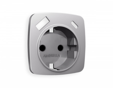 AMBRELLA Лицевая панель OMEGA Сталь мат. для электр. роз. с/з со шт. 2USB A+C QUANT