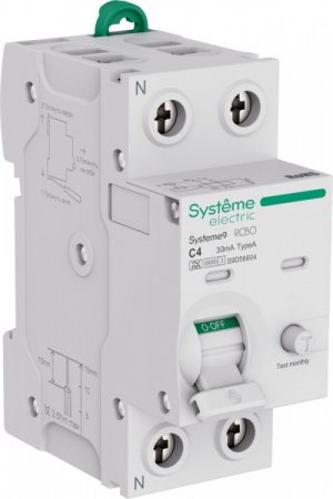 SE Systeme9 Авт. выкл. диф. тока (АВДТ) 1P+N C 4A 6kA 30мА Тип-A 230В