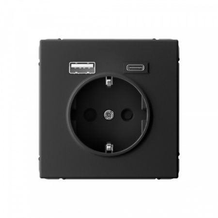 SE ArtGallery Карбон Розетка 16А с 2 USB A+C, 5В/2,4А/3,0А, 2х5В/1,5А, механизм