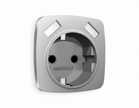 AMBRELLA Лицевая панель OMEGA Сталь мат. для электр. роз. с/з со шт. 2USB A+A QUANT