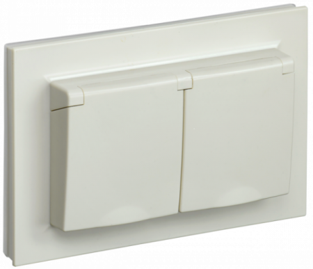 IEK BRITE Бежевый Розетка 2-м с/з с защ штор и крыш 16А в сборе IP44 РСбш12-3-44-БрКр