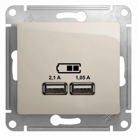 SE Glossa Молочная Розетка USB 5В/2100мА, 2х5В/1050мА (GSL000933)