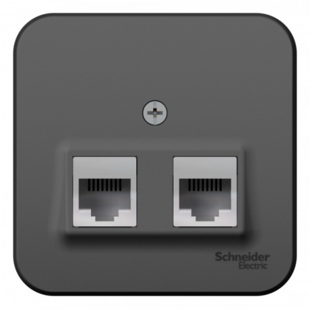 SE Blanca наруж Антрацит Розетка 2-ая ТЛФ/КОМП, RJ45+RJ11, кат.5E, изолир. пластина
