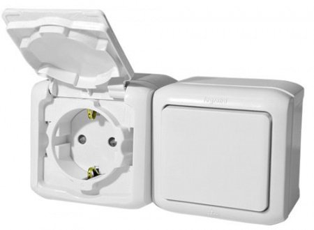 Legrand Quteo Белый Блок Выключатель 1-кл+роз с/з с шт IP44