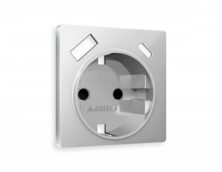 AMBRELLA Лицевая панель ALFA Серебро глянец для электр. роз. с/з со шт. 2USB A+C QUANT