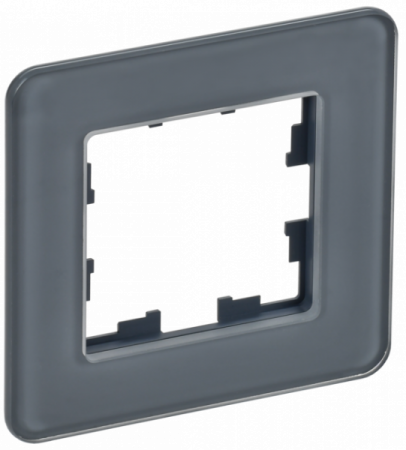 IEK BRITE DECOR Графит стекло скругл.угол  Рамка 1-м РУ-1-2-Бр RE