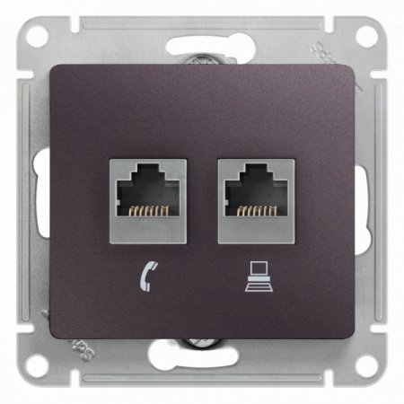 SE Glossa Сиреневый туман Розетка 2-ая RJ11+RJ45, кат.5E