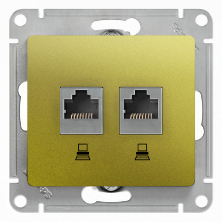 SE Glossa Фисташковая Розетка 2-ая компьютерная RJ45+RJ45, кат.5E