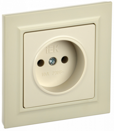 IEK BRITE Бежевый Розетка без з/к/ш 10А в сборе РСР10-1-0-БрКр